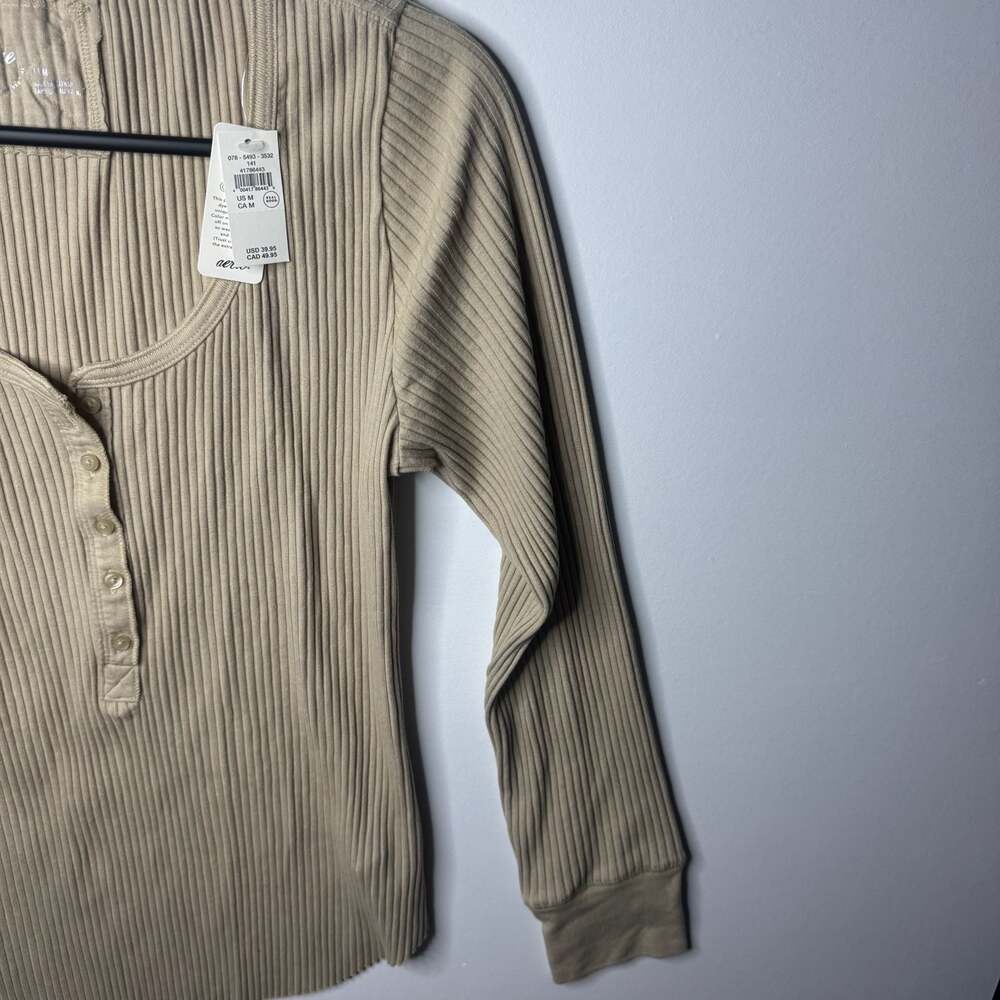 Aerie Essential Henley Medium Long Sleeve Ribbed Layering Top NWT - Picture 10 of 15